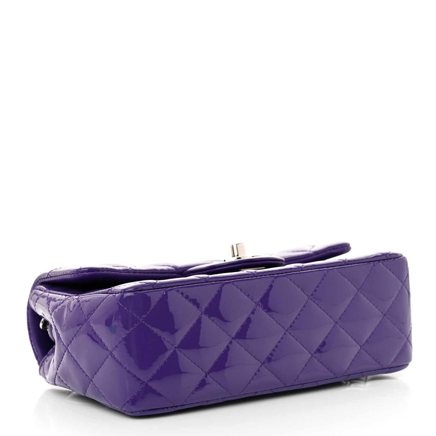 Patent Quilted Mini Rectangular Flap Purple
