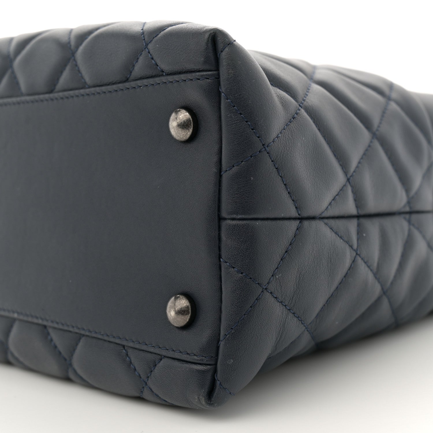 Calfskin Tweed Quilted Small Tote Navy Multicolor