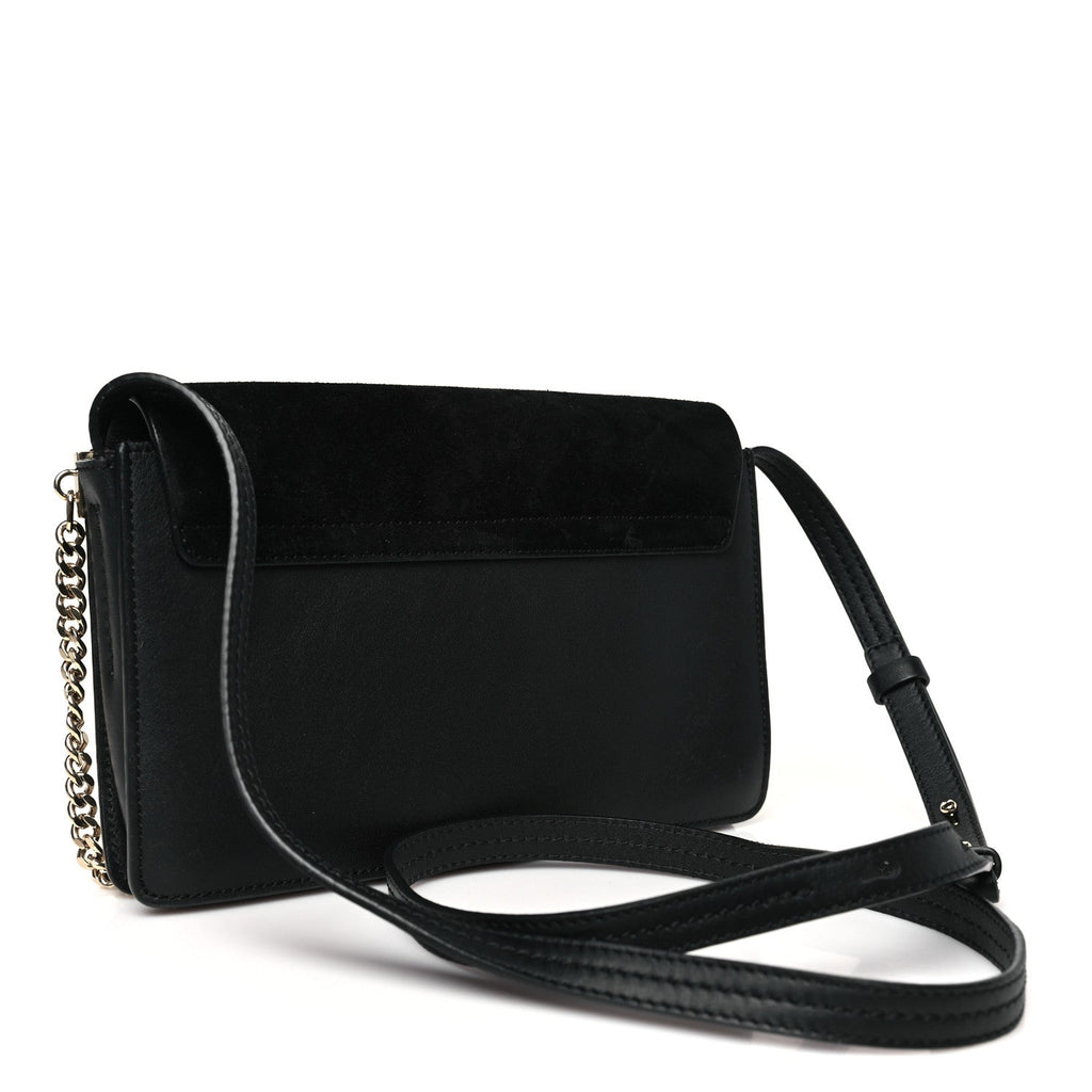 Suede Calfskin Small Faye Shoulder Bag Black
