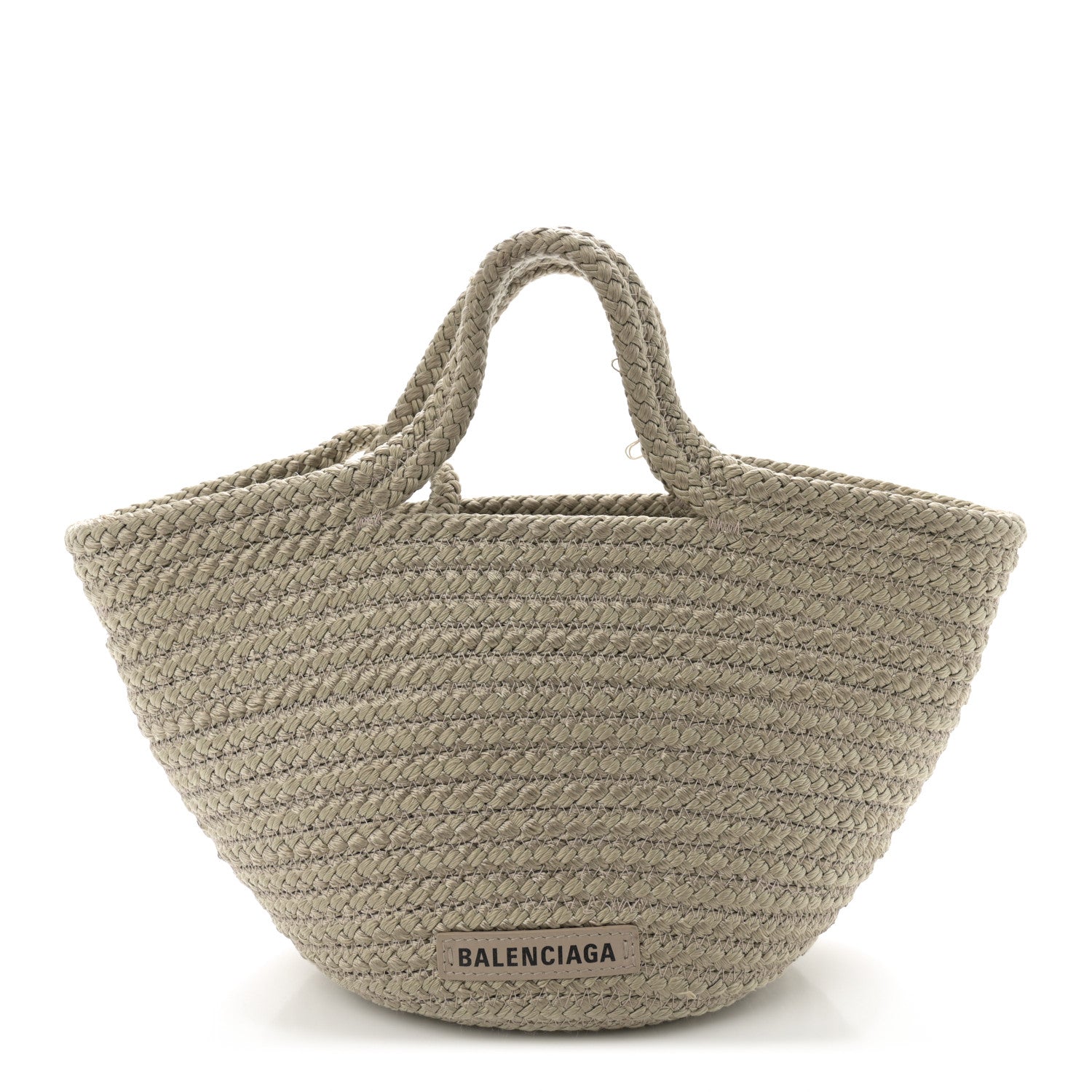 Nylon Lambskin Woven Small Ibiza Basket Kaki