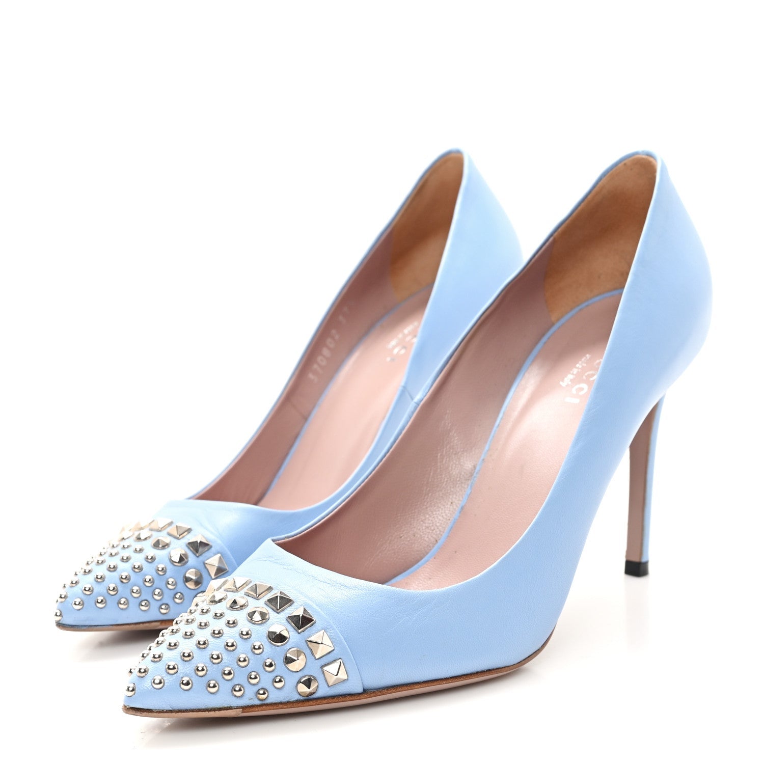 Malaga Kid Studded Cap Toe Coline Pumps 37.5 Mineral Blue