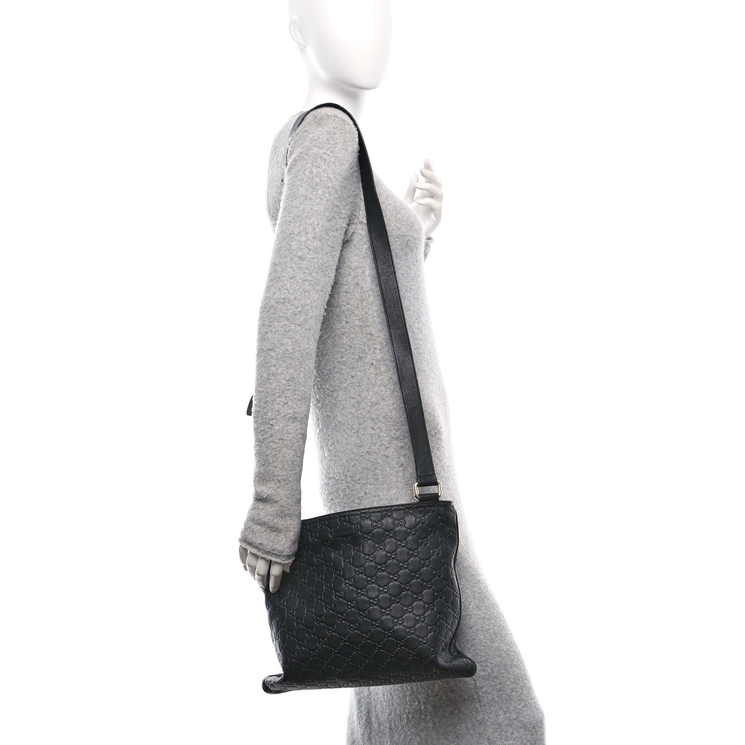 Guccissima Medium Flat Messenger Bag Black