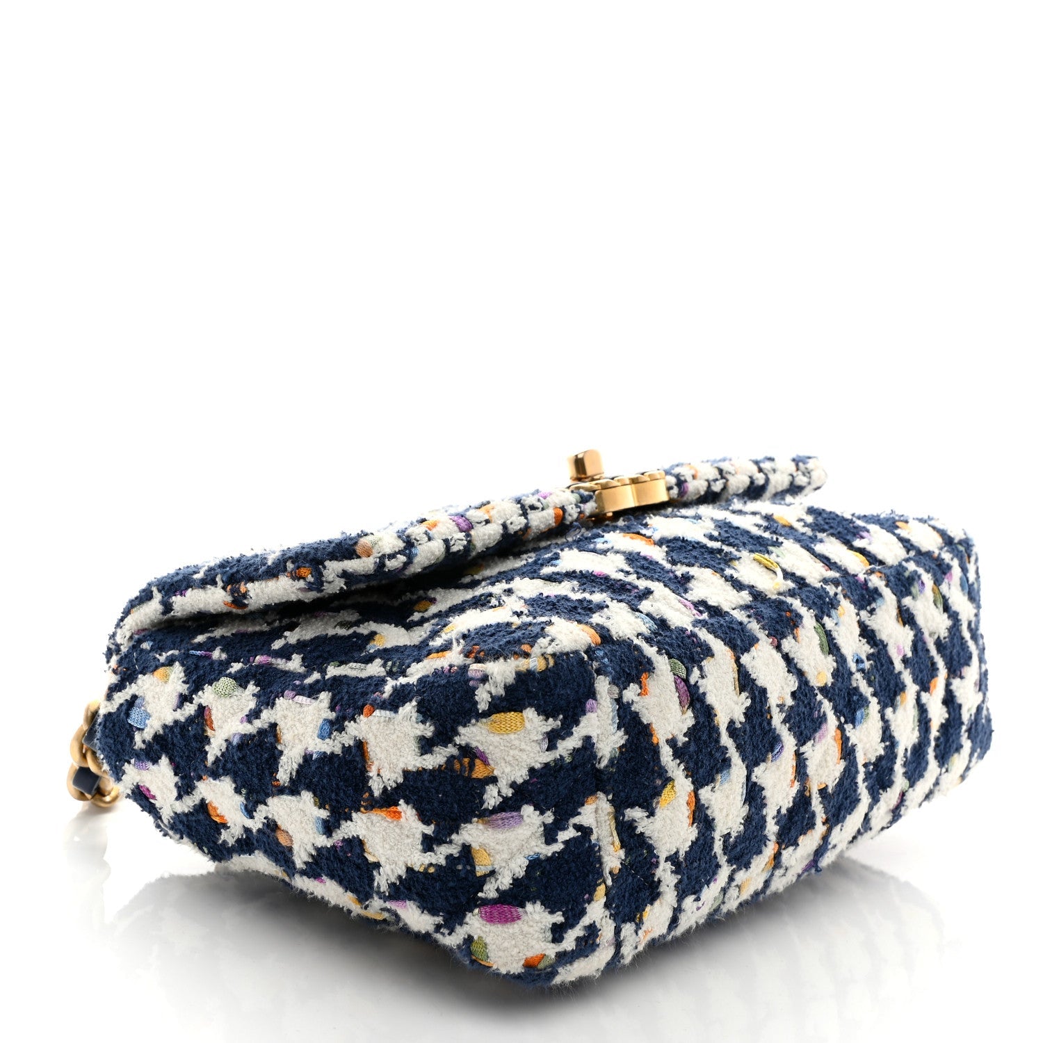 Tweed Quilted Medium Chanel 19 Flap Ecru Navy Blue Multicolor