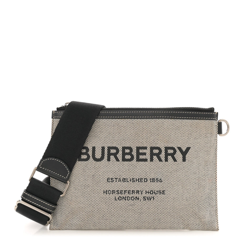 Canvas Horseferry Print Callum Crossbody Grey Black