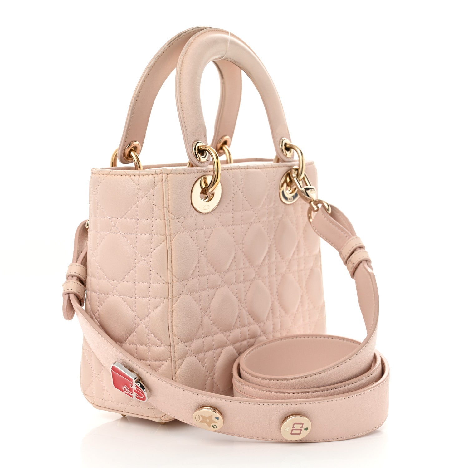 Lambskin Cannage Small Lucky Badges My Lady Dior Pink
