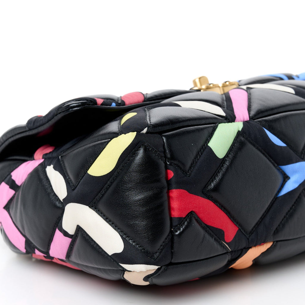 Lambskin Printed Fabric Medium Chanel 19 Flap Black Multicolor