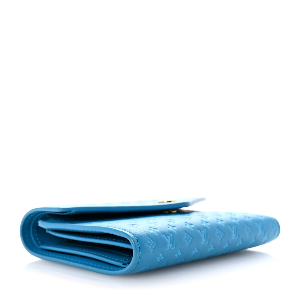 Calfskin Nanogram Embossed Victorine Wallet Bleu