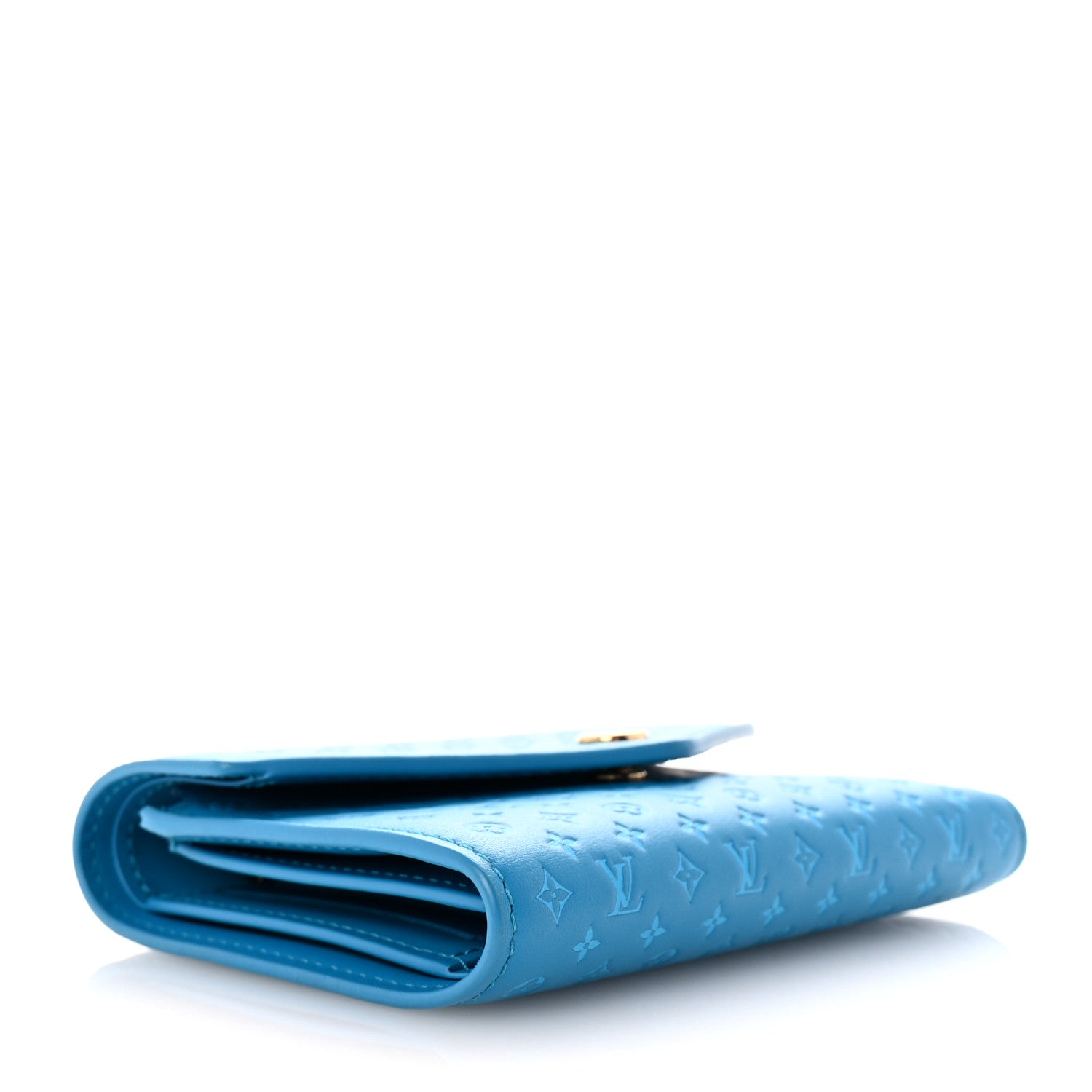 Calfskin Nanogram Embossed Victorine Wallet Bleu