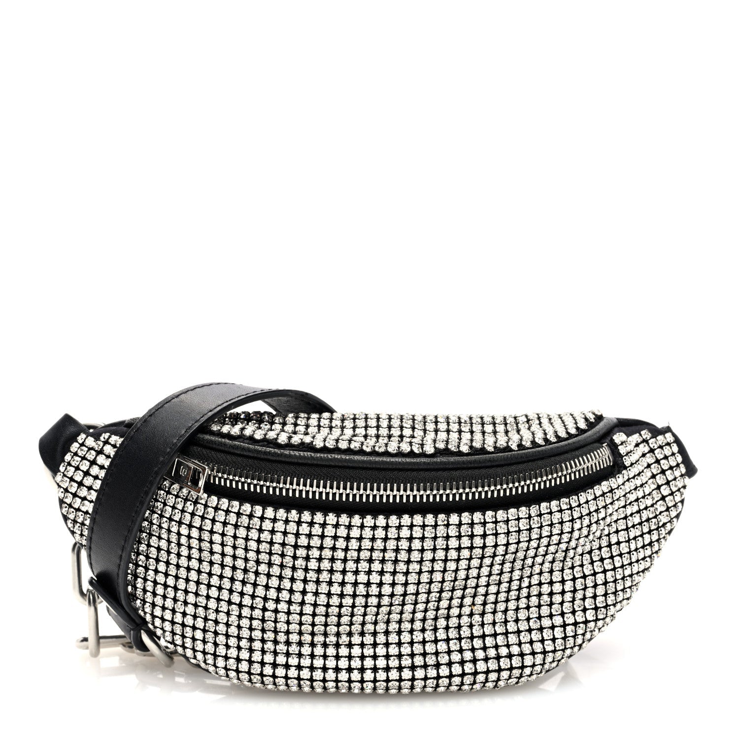 Rhinestone Mesh Mini Attica Belt Bag Black