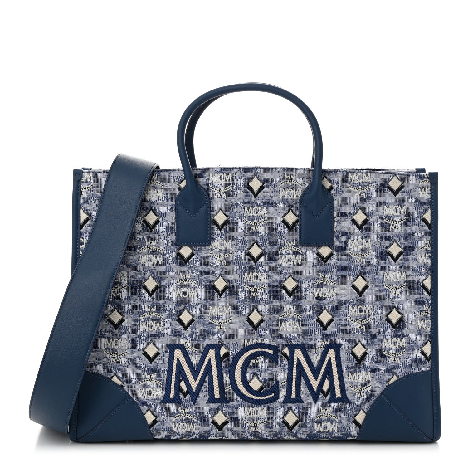 Jacquard Monogram Munchen Extra Large Tote Blue