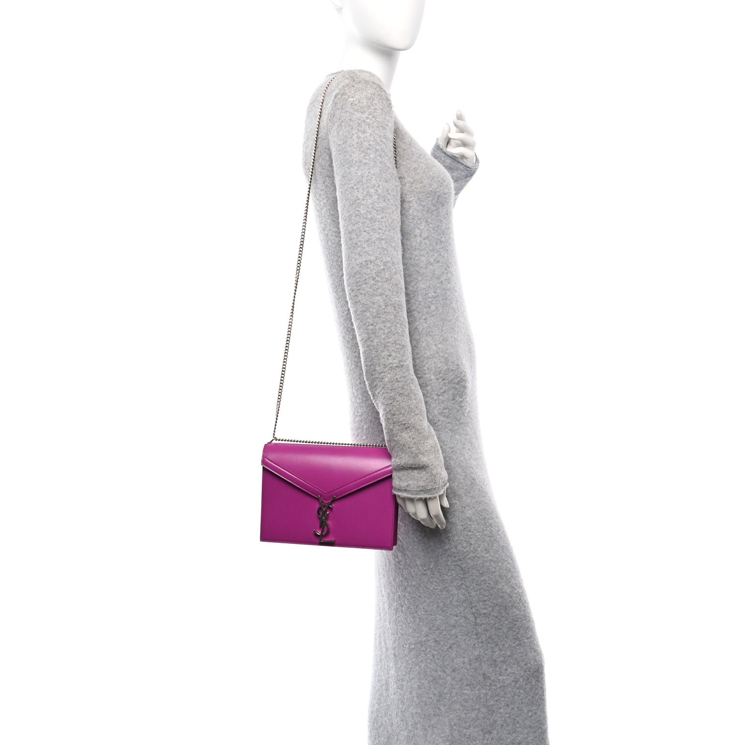 Smooth Calfskin Monogram Cassandra Clasp Bag Electric Fuchsia