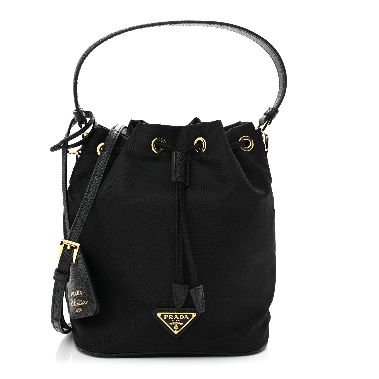 Re-Nylon Saffiano Mini Re-Edition 1978 Bucket Bag Black