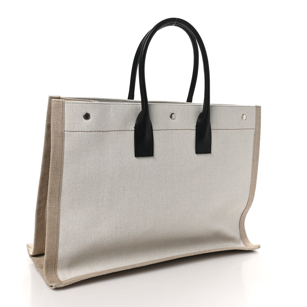 Linen Calfskin Rive Gauche Tote Optic White