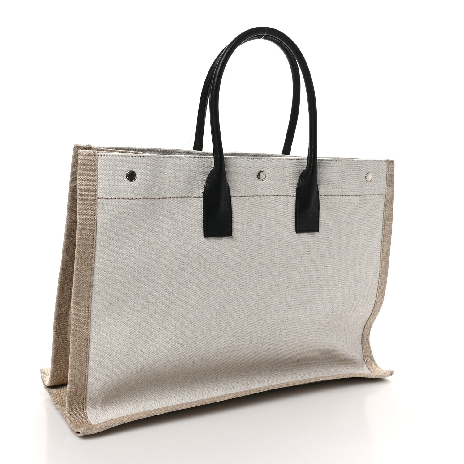 Linen Calfskin Rive Gauche Tote Optic White