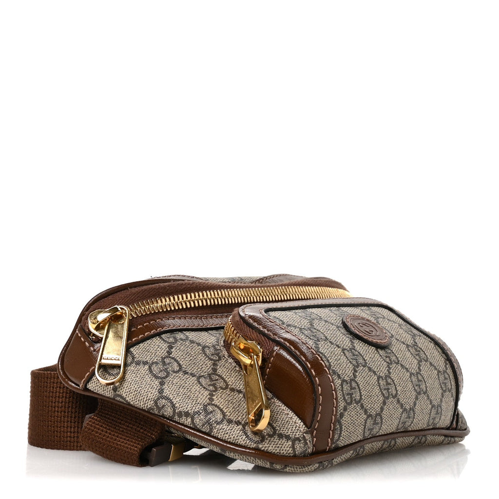 GG Supreme Monogram Textured Calfskin Retro Interlocking G Belt Bag Beige Ebony Brown Sugar