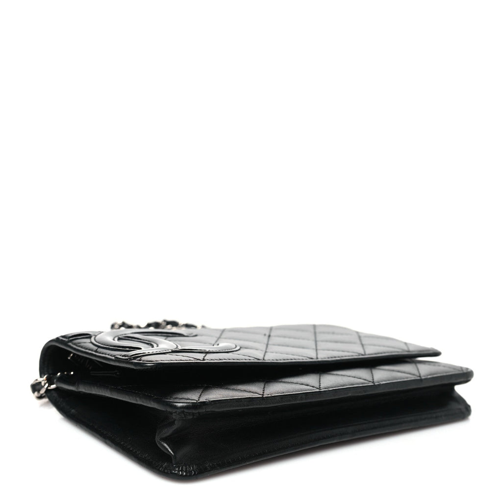 Calfskin Quilted Cambon Wallet on Chain WOC Black