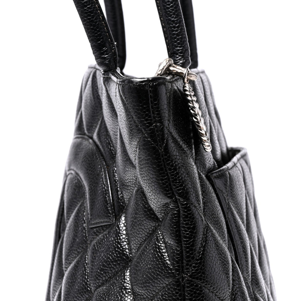 Caviar Quilted Medallion Tote Black