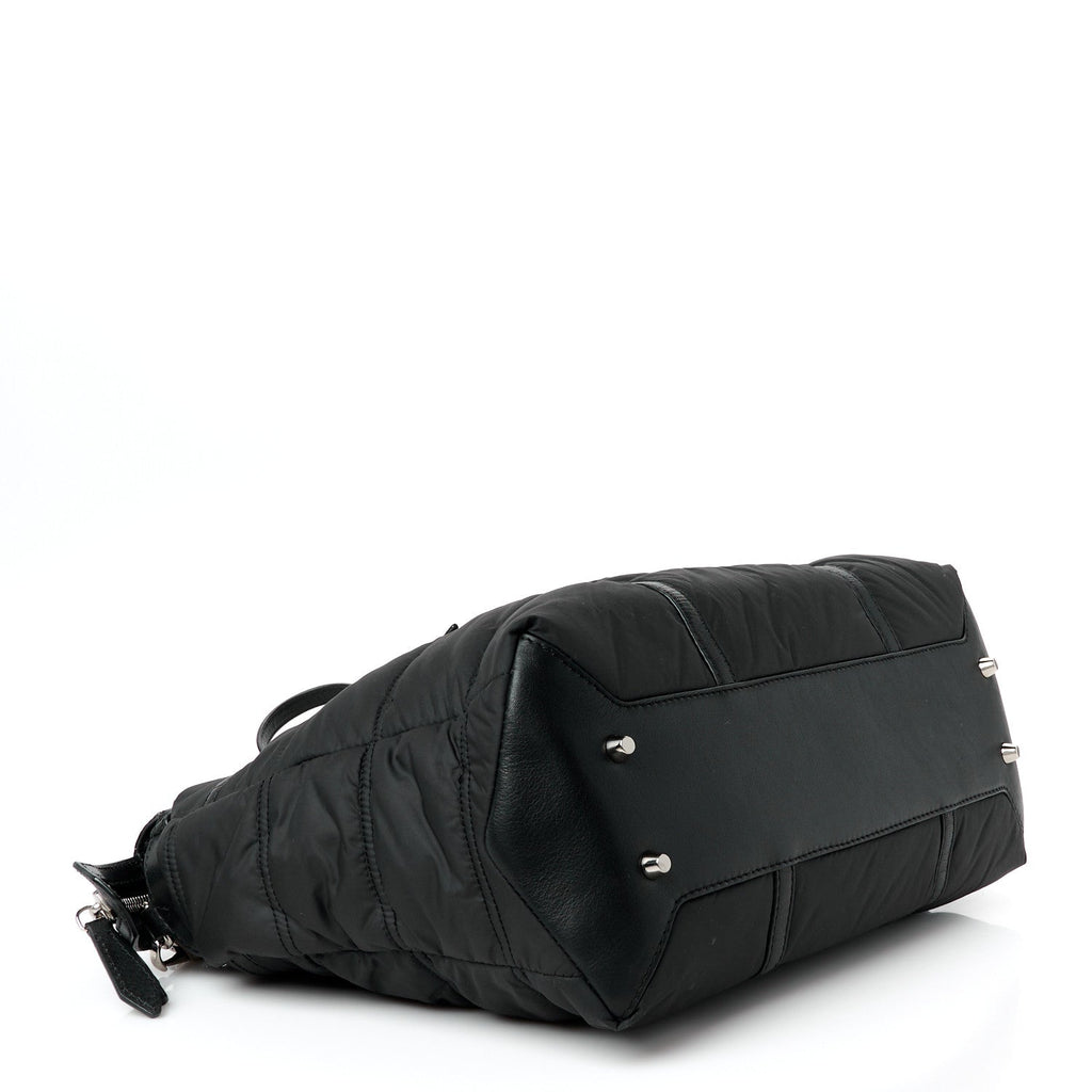 Nylon House Check Quilted Abbey Diaper Bag Black