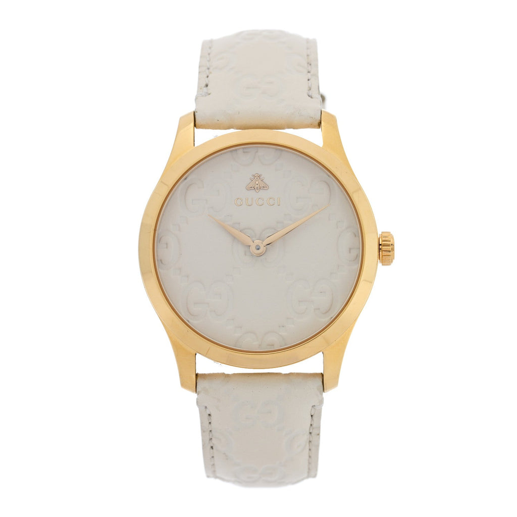 Stainless Steel Calfskin 38mm G-Timeless Quartz Watch White