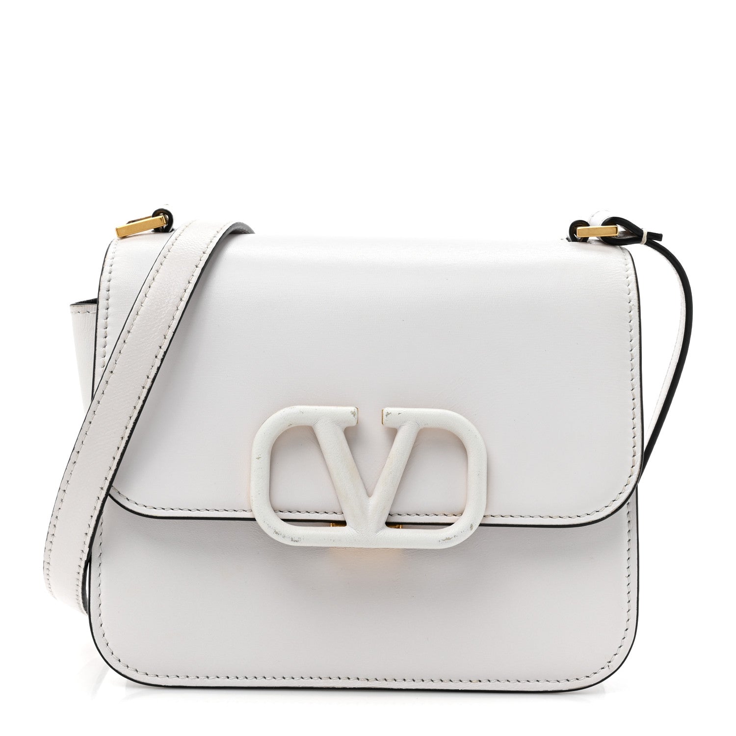 Smooth Calfskin Small VSling Shoulder Bag White