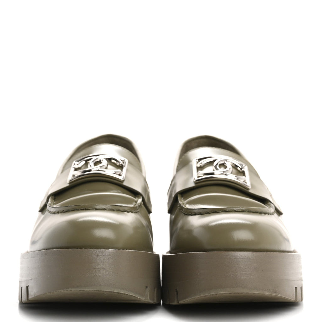 Calfskin Metal CC Loafers 38.5 Khaki
