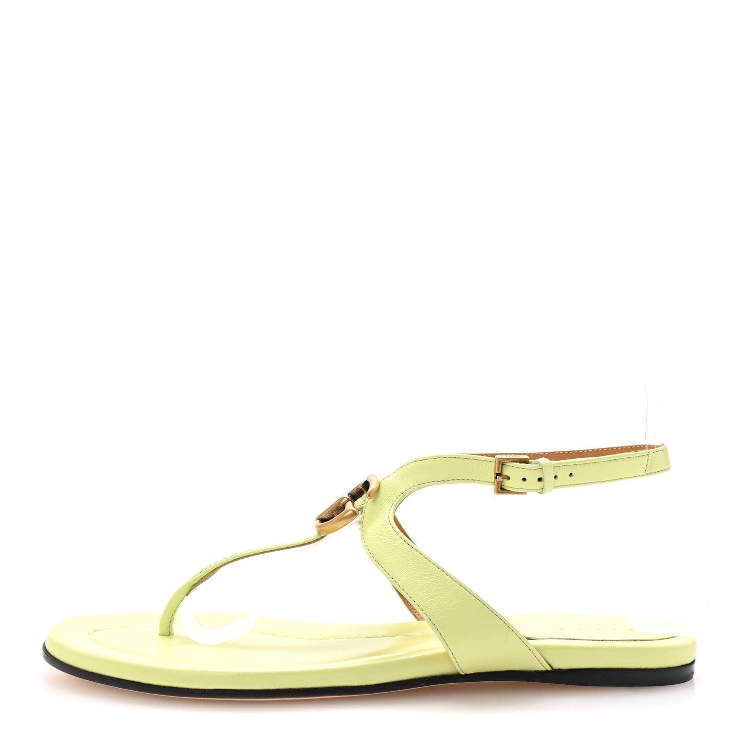 Calfskin Double G Thong Flat Sandals 38 Light Green