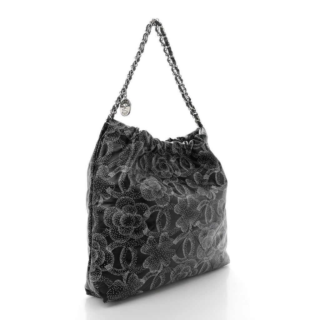 Printed Calfskin Quilted Chanel 22 Black