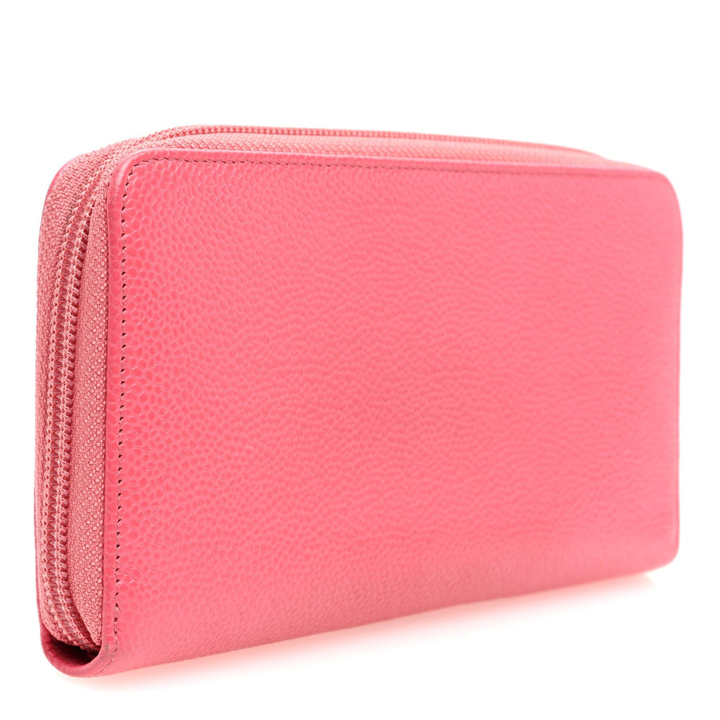 Caviar Large Timeless CC Zip Around Wallet Pink