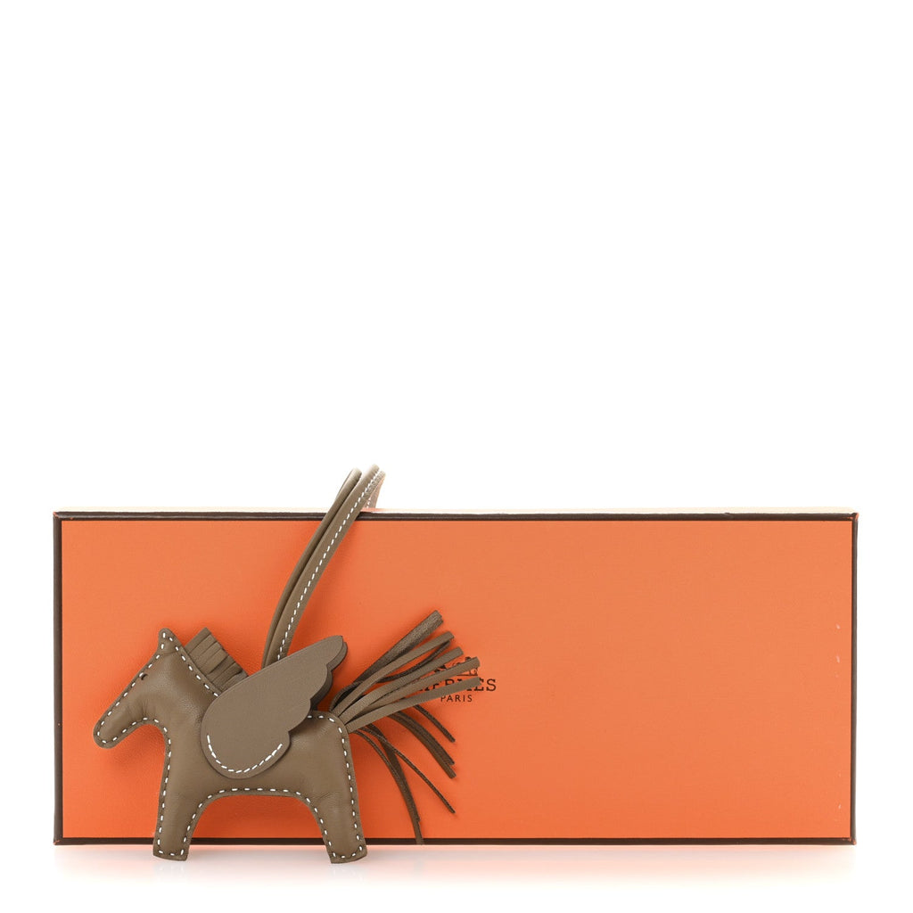 Milo Lambskin Grigri Rodeo Pegase Horse Bag Charm PM Etoupe