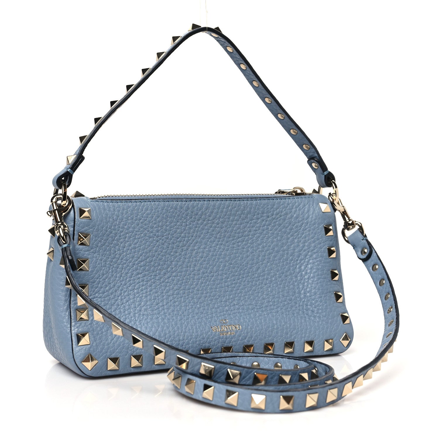 Pebbled Calfskin Small Rockstud Flip Lock Shoulder Bag Niagara