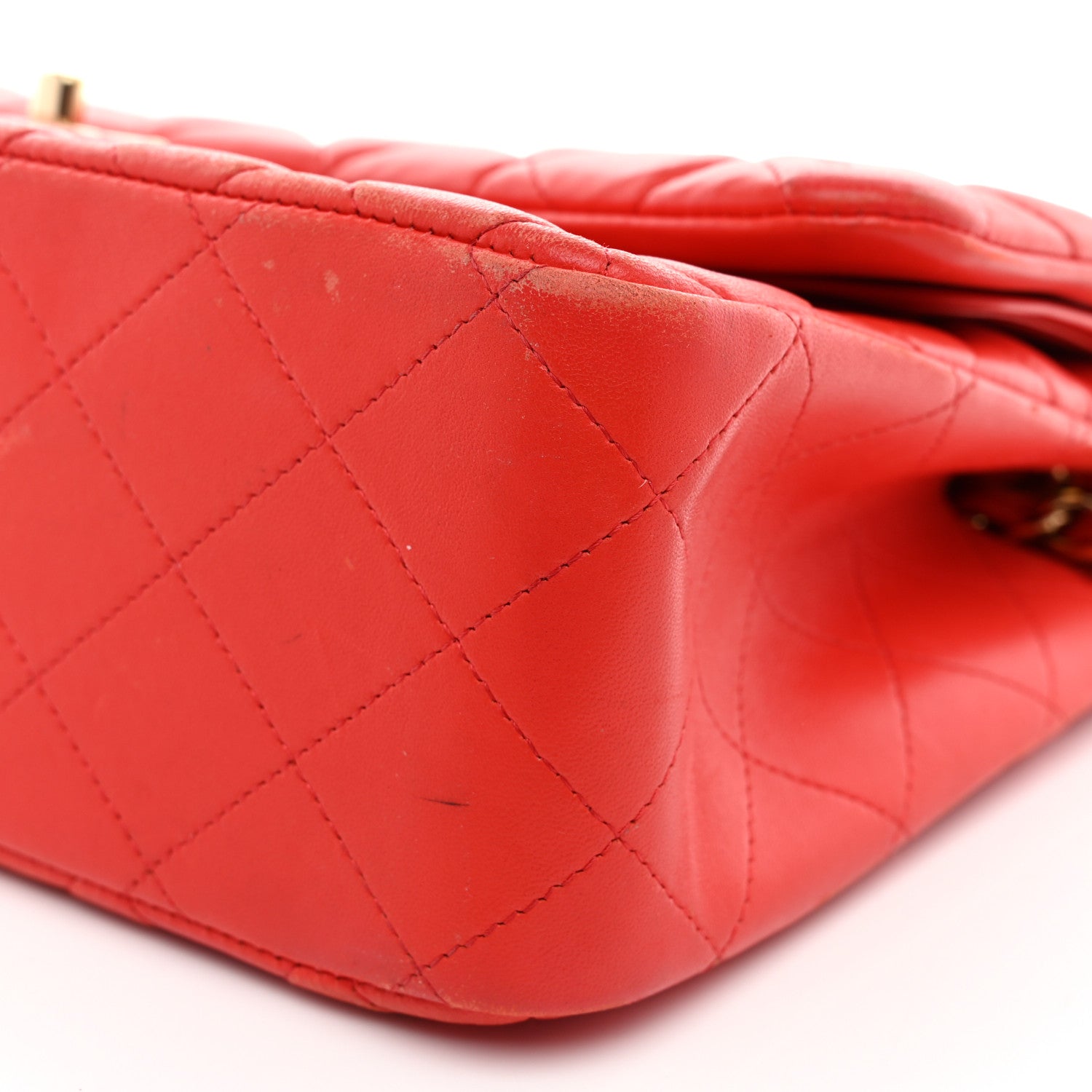 Lambskin Quilted Jumbo Double Flap Red