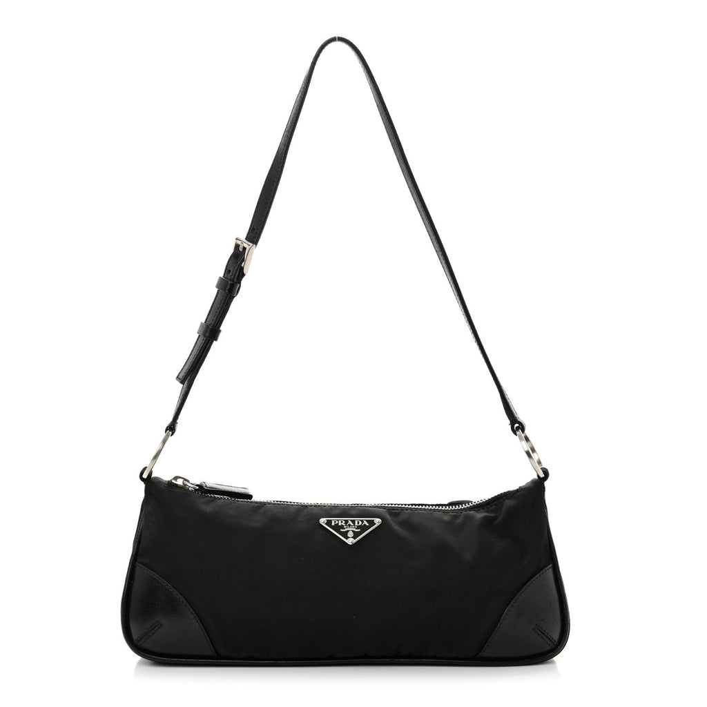 Tessuto Light Nylon Soft Calf Shoulder Bag Black