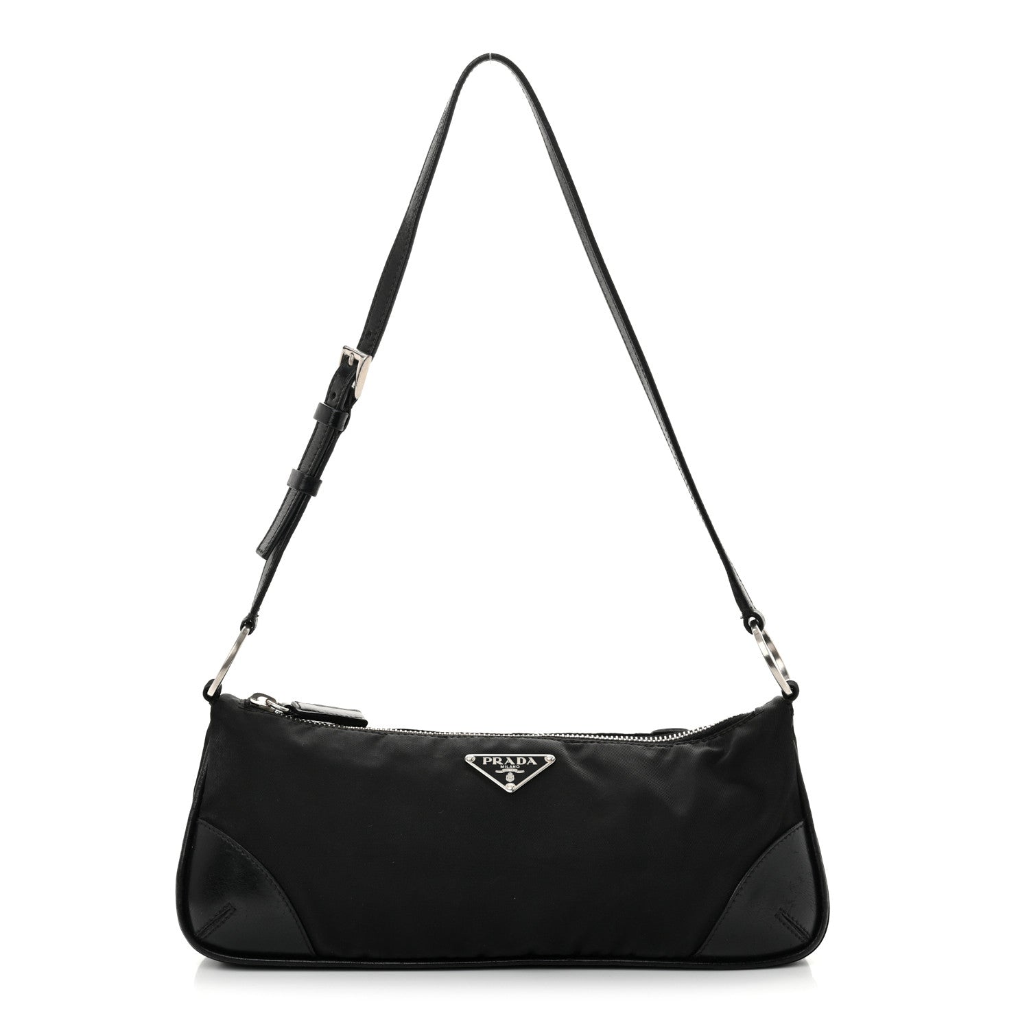 Tessuto Light Nylon Soft Calf Shoulder Bag Black