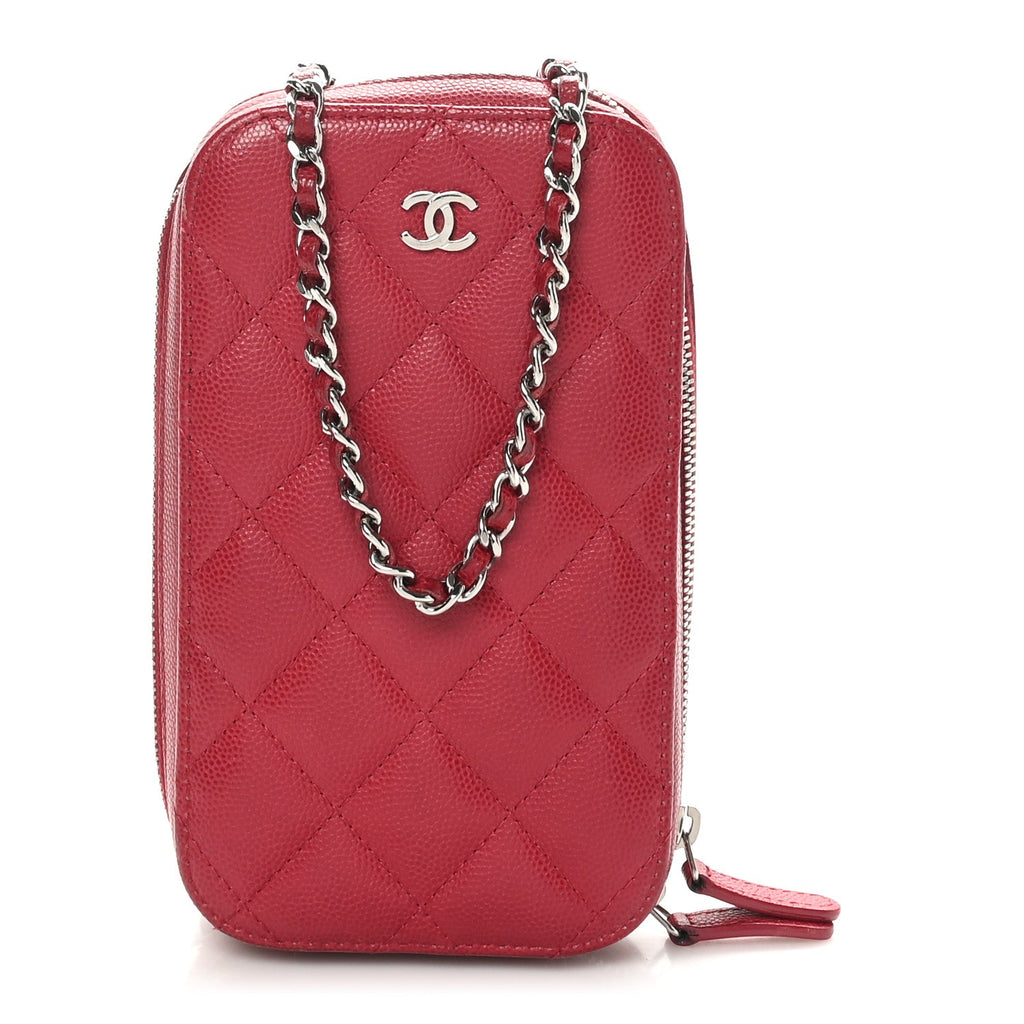 Caviar Quilted Phone Holder Wallet On Chain WOC Red