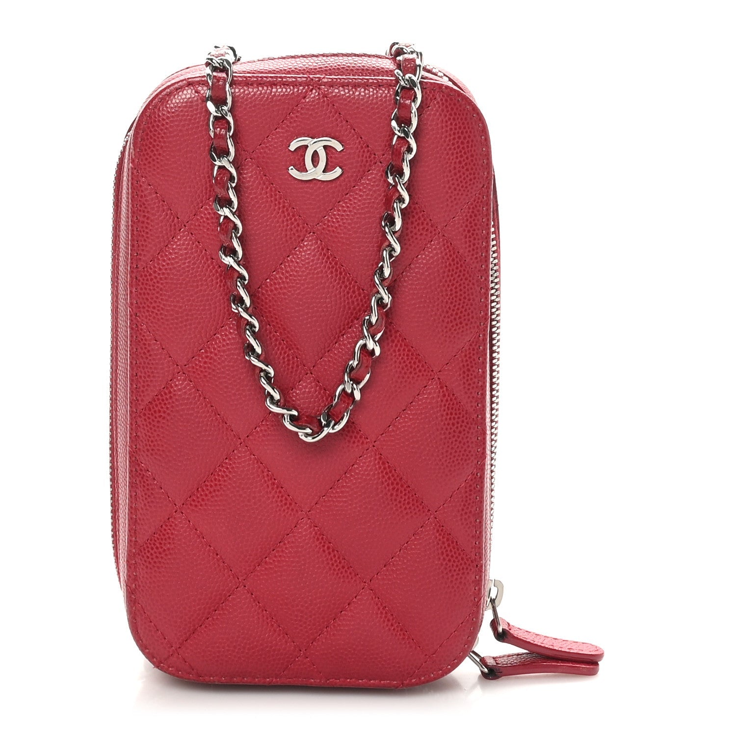 Caviar Quilted Phone Holder Wallet On Chain WOC Red