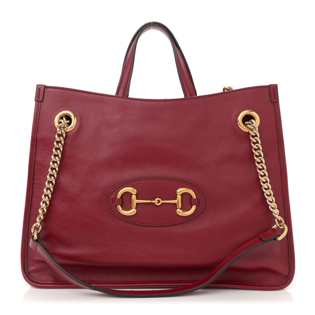 New Sakai Calfskin Lux Medium Horsebit 1955 Tote Bag New Cherry Red