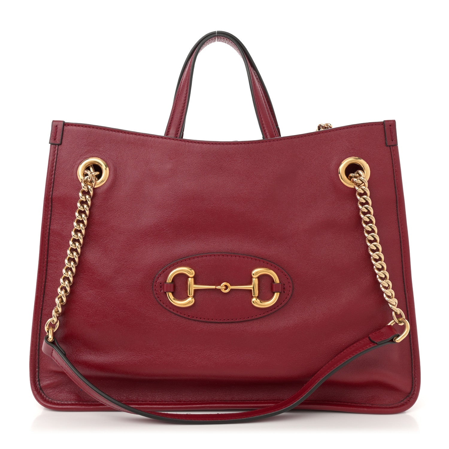 New Sakai Calfskin Lux Medium Horsebit 1955 Tote Bag New Cherry Red