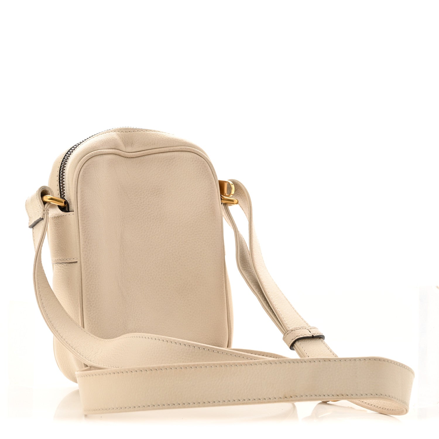 Grained Calfskin Mini Logo Messenger Bag White
