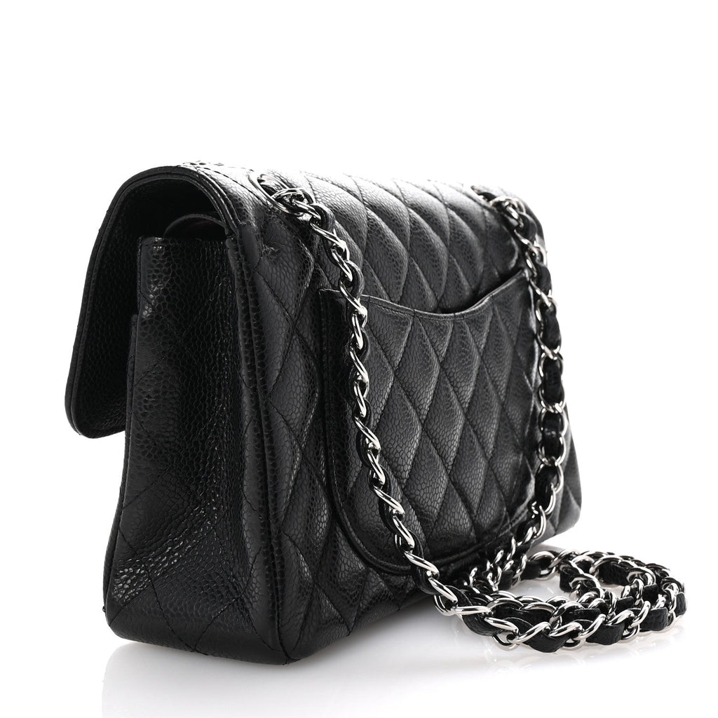 Caviar Quilted Small Double Flap Black