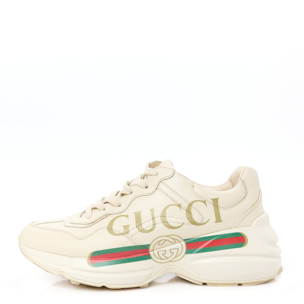 Calfskin Logo Womens Rhyton Sneakers 38.5 Ivory