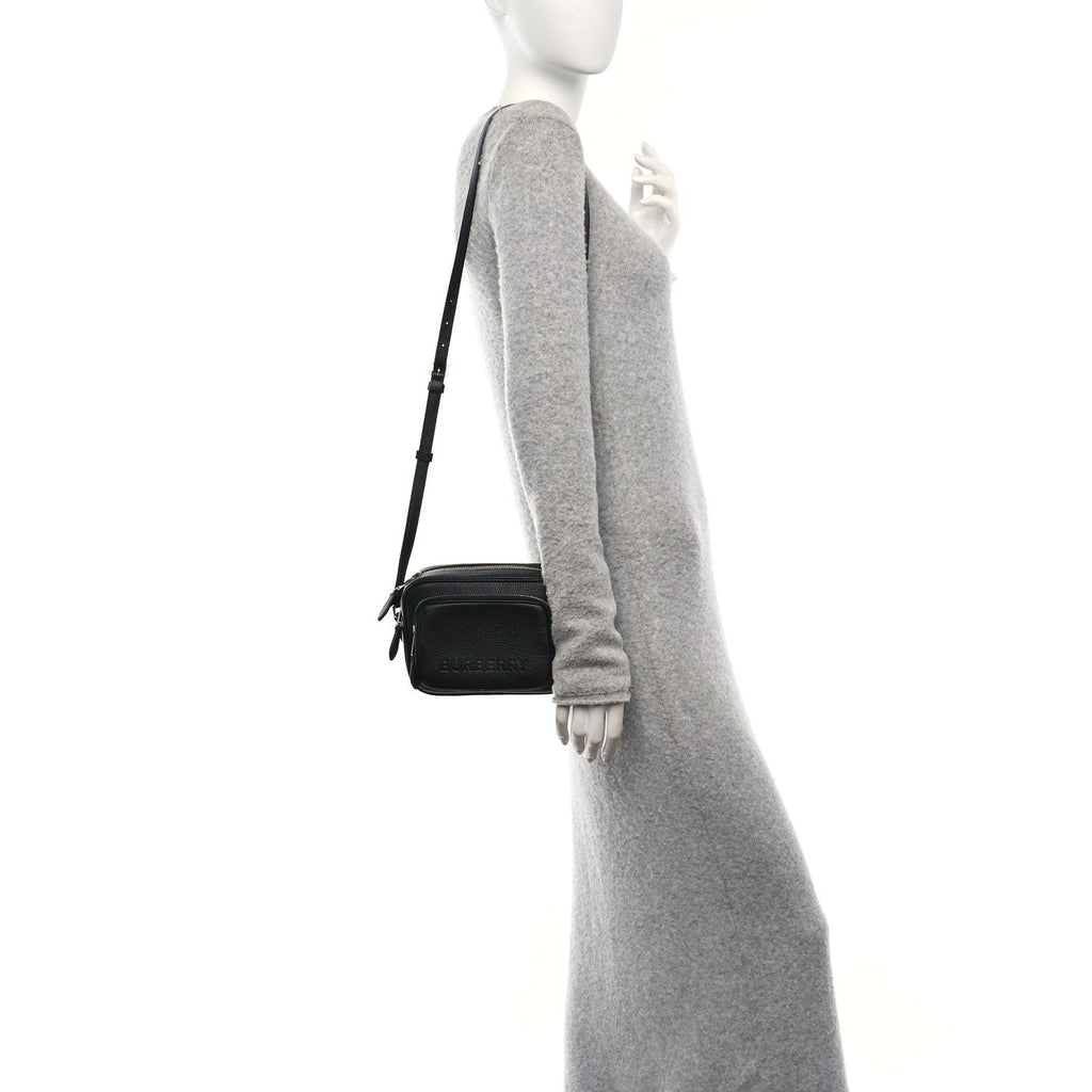 Grained Calfskin Small Camera Bag Black