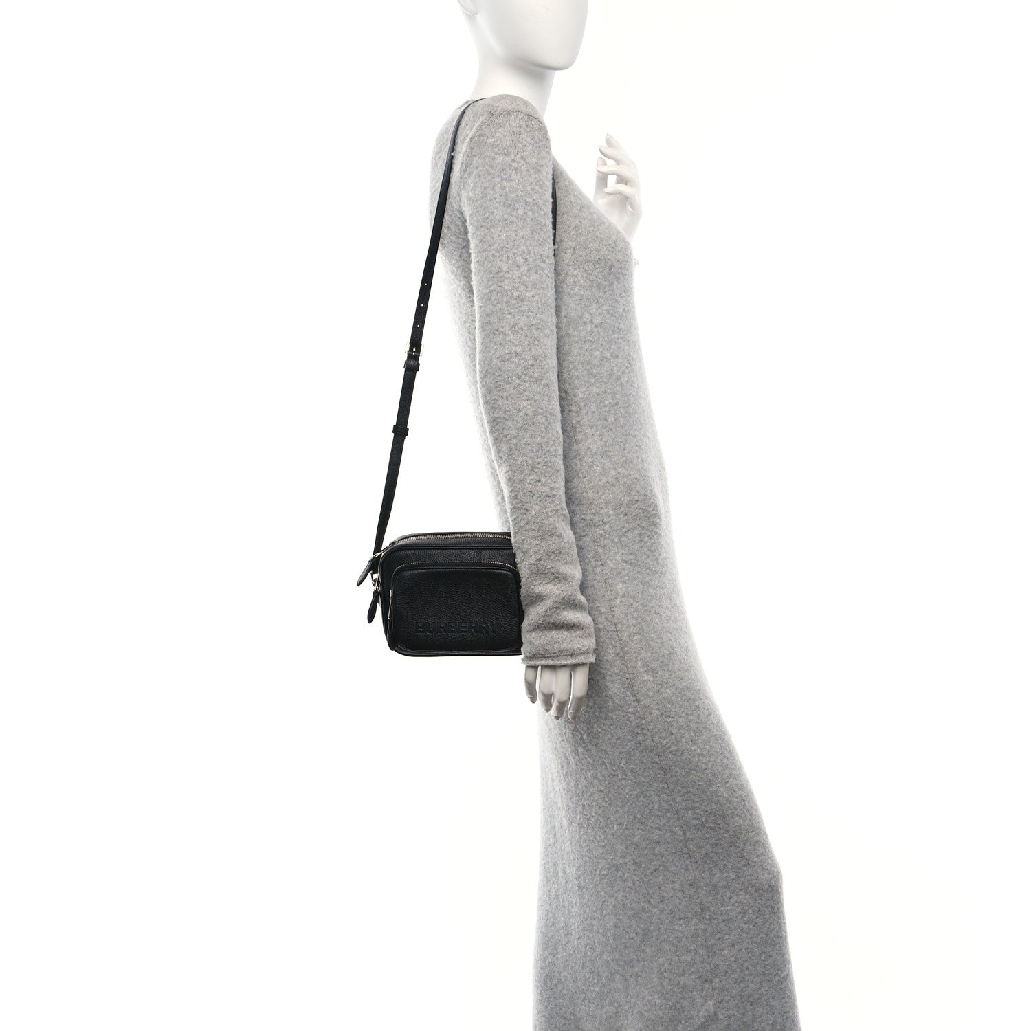 Grained Calfskin Small Camera Bag Black