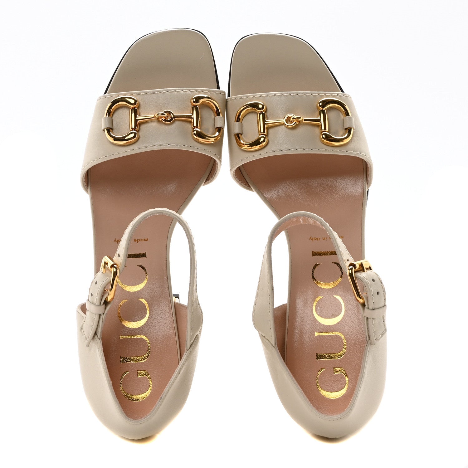 Nappa Horsebit Cross Strap 95mm Sandals 41.5 Mystic White