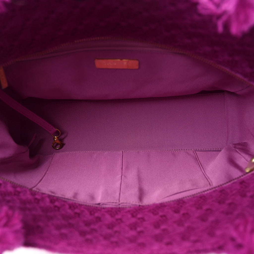 Wool Tweed Large Zipped Shopping Tote Magenta