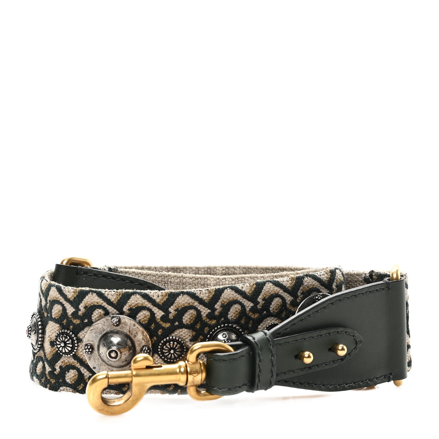 Oblique Studded Shoulder Strap Green Multicolor