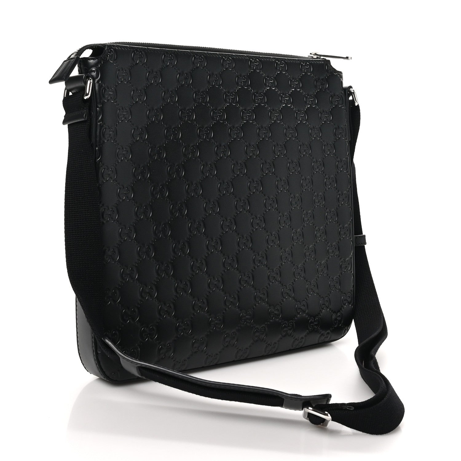 Guccissima Signature Medium Flat Messenger Bag Black