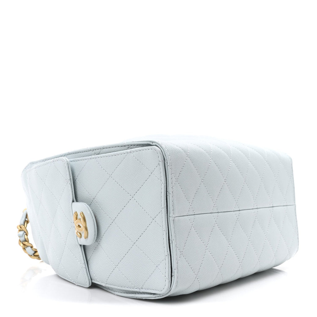 Caviar Quilted Small Chanel 25 Handbag Light Blue