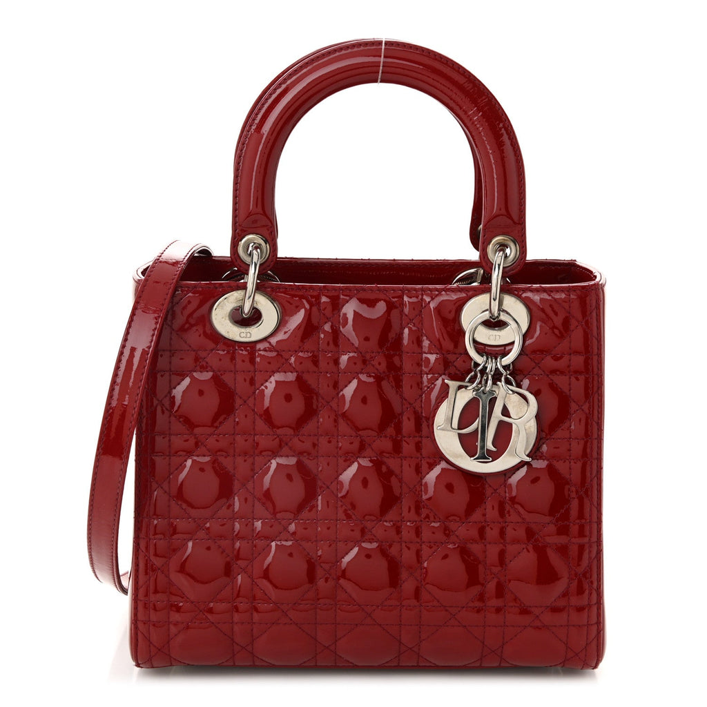 Patent Cannage Medium Lady Dior Red