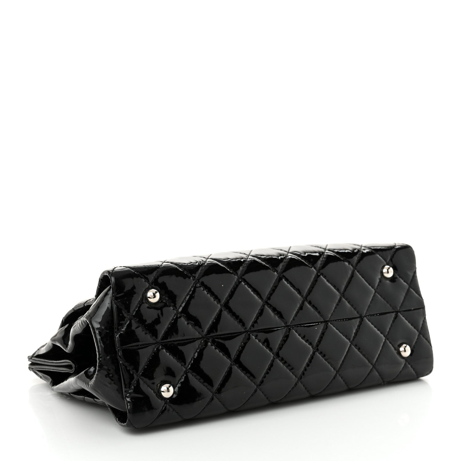 Patent Quilted Timeless CC Shopping Tote Black