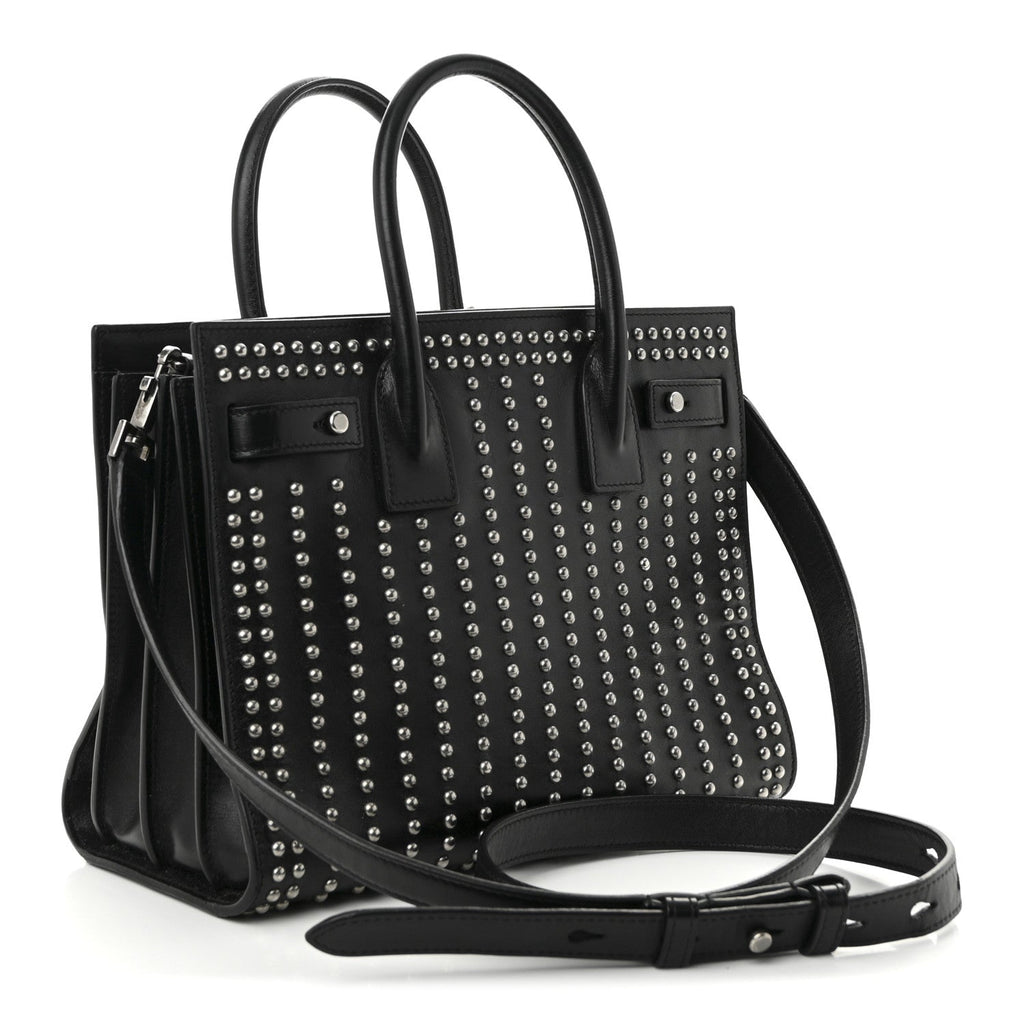 Smooth Calfskin Studded Small Sac De Jour Black
